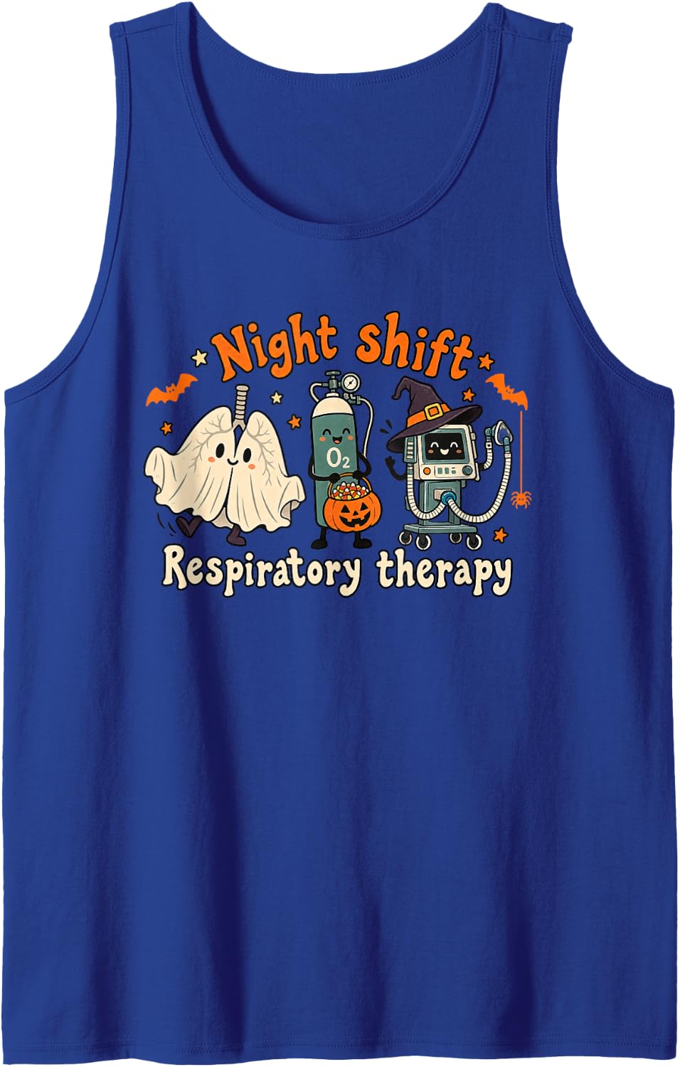 Halloween Respiratory Therapy Night Shift Lung Squad Sleeveless Tank Top - Royal Blue