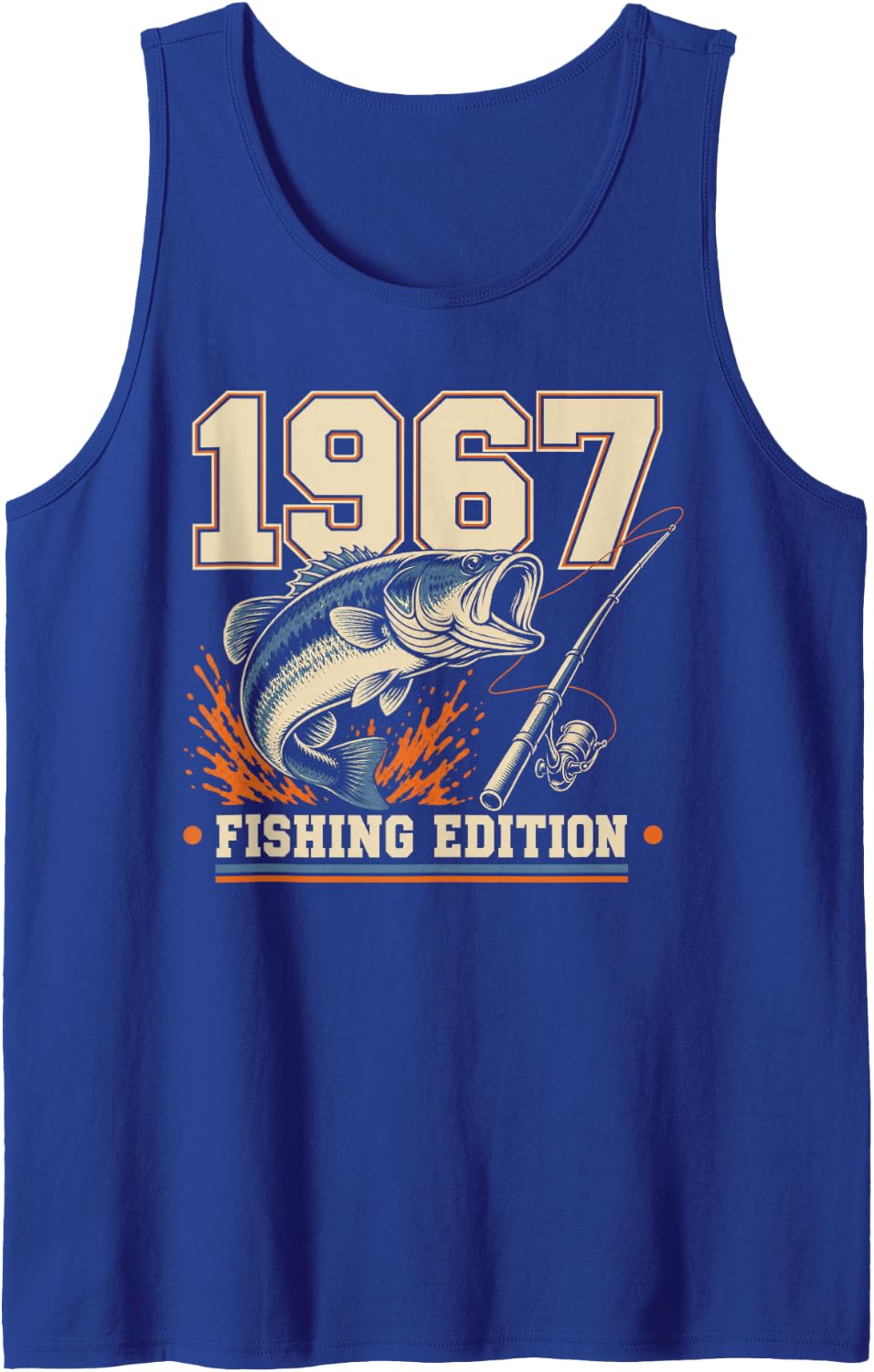1967 Fishing Edition Vintage Bass Fishing Angler Sleeveless Tank Top - Royal Blue