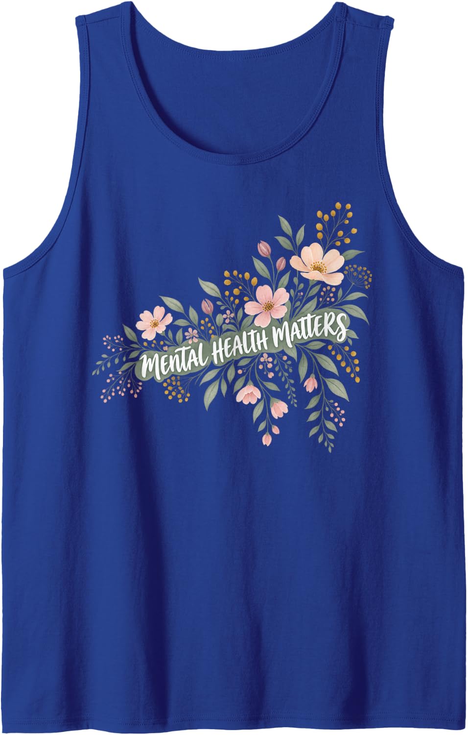 Mental Health Matters Wildflower Bouquet Sleeveless Tank Top - Royal Blue