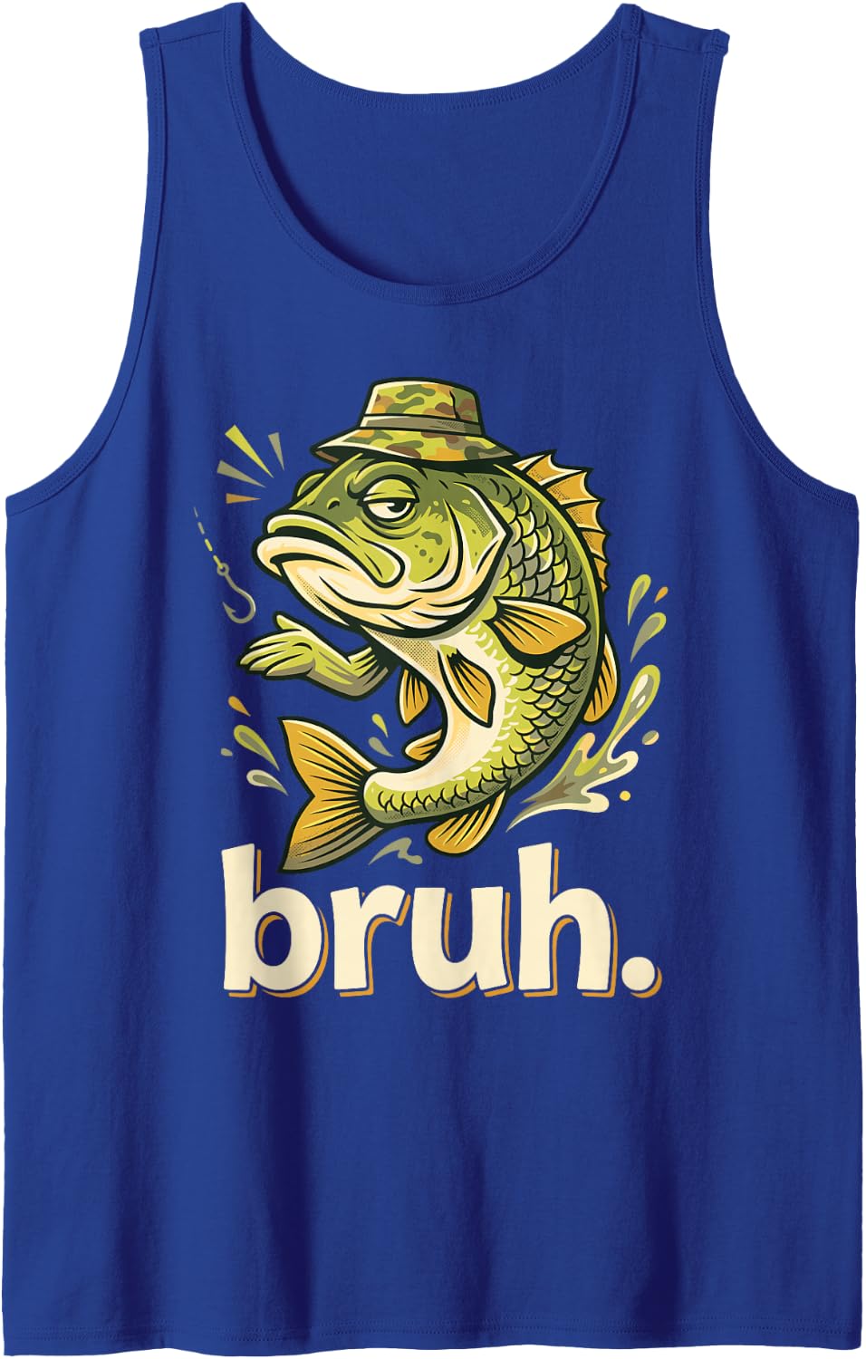 Bruh Fishing Funny Bass Fish Humor for Boys Kids Sleeveless Tank Top - Royal Blue