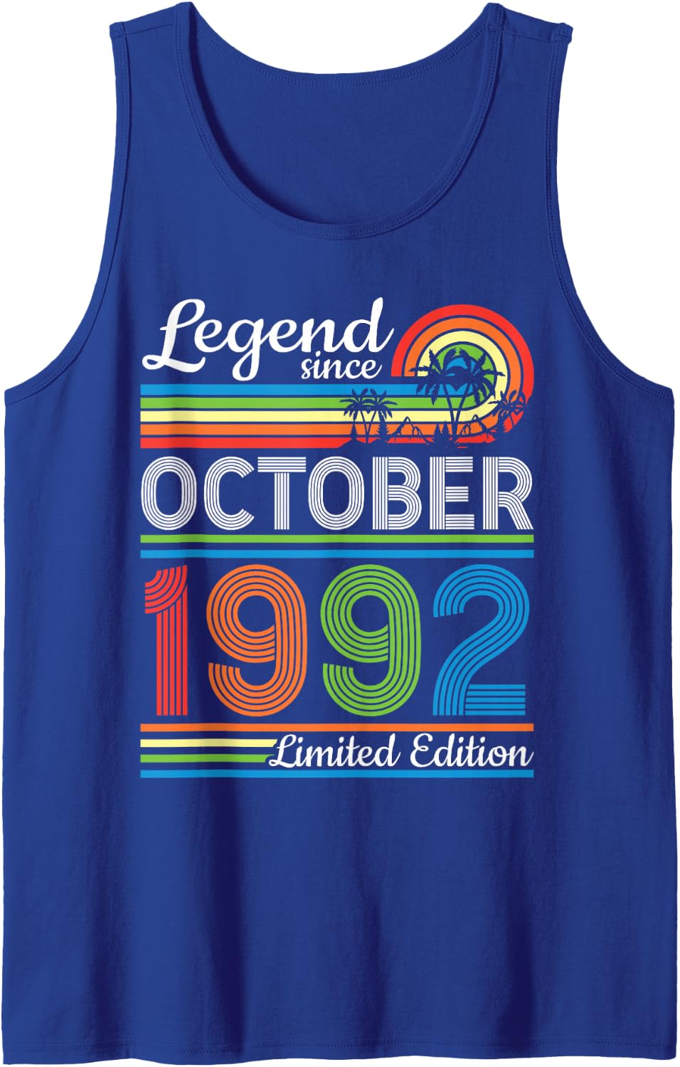 Legend Since October 1992 Limited Edition 34 Years Old Birth Sleeveless Tank Top - Royal Blue