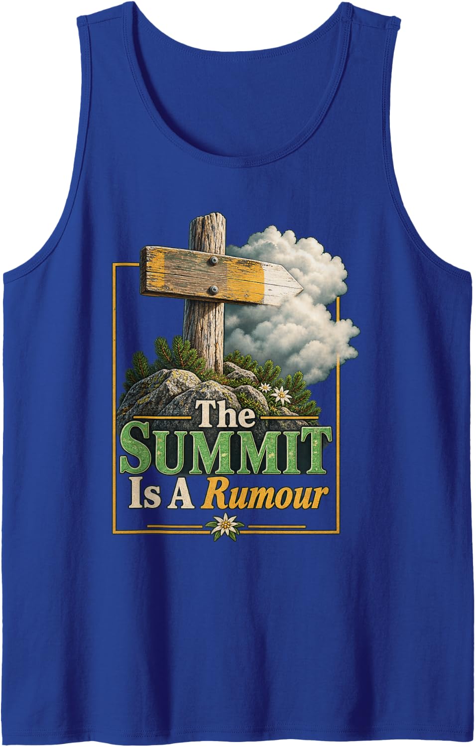 The Summit is A Rumour Hiking Graphic Mountain Outdoor Sleeveless Tank Top - Royal Blue