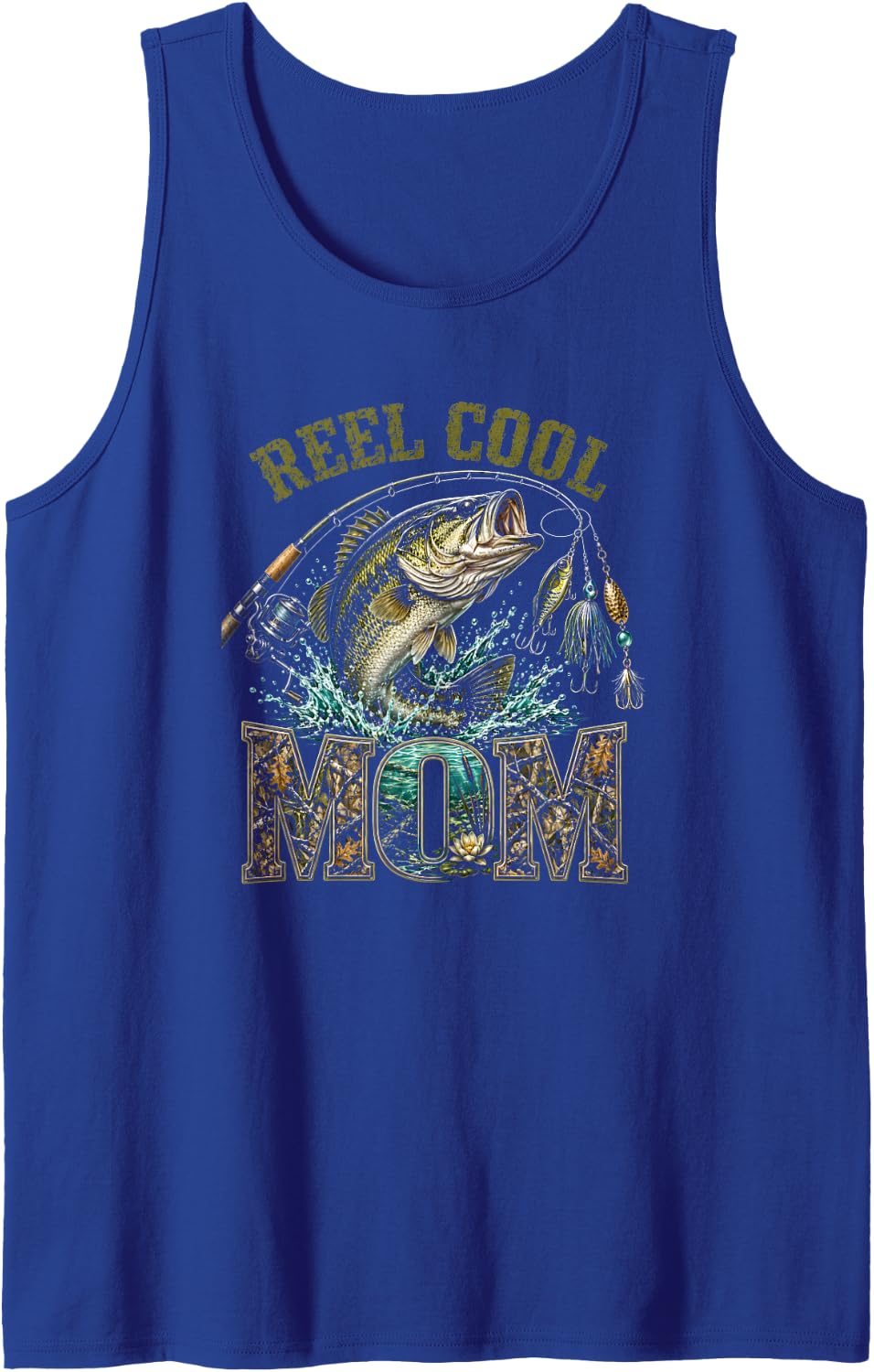 Fishing Mom Largemouth Bass Female Angler Lake Outdoors Sleeveless Tank Top - Royal Blue