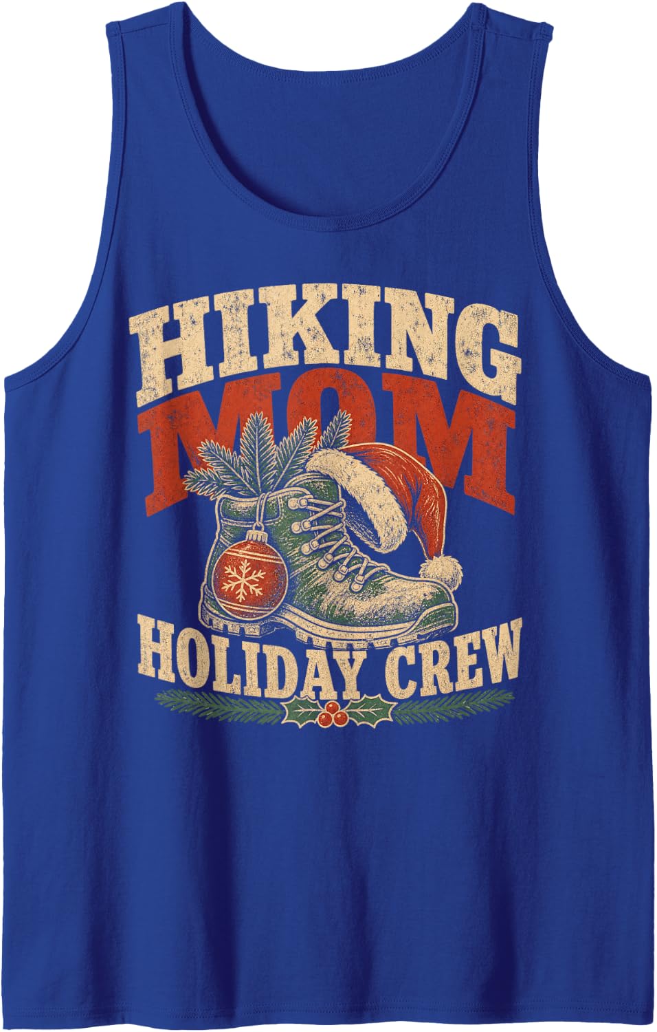Hiking Mom Holiday Crew Christmas Sleeveless Tank Top - Royal Blue