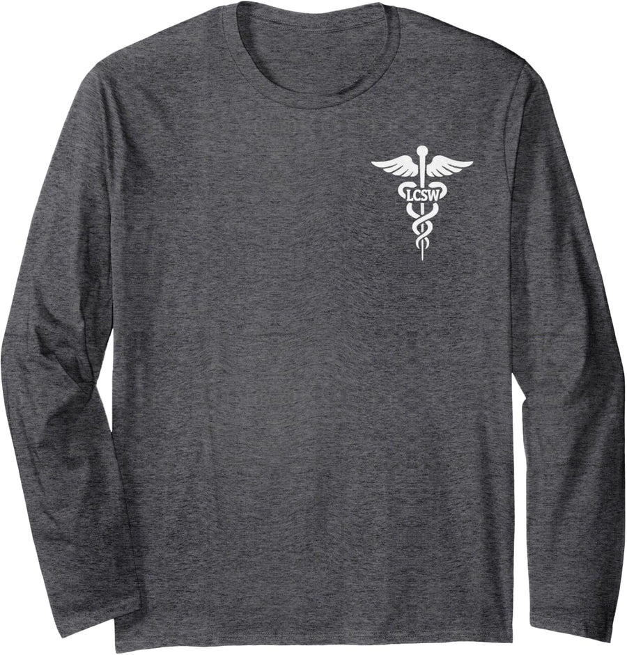 LCSW Licensed Clinical Social Worker Medical Symbol Long Sleeve T-Shirt - Adult Unisex Dark Heather Grey