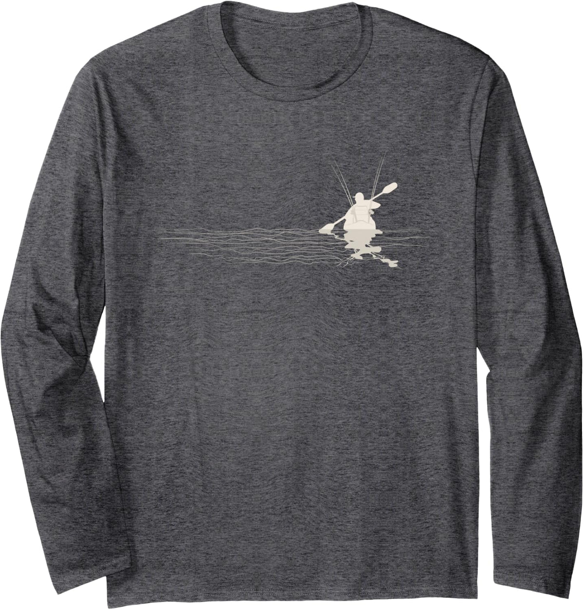 Kayak Fishing Graphic Kayaker Anglers Kayaking Fisherman Long Sleeve T-Shirt - Adult Unisex Dark Heather Grey
