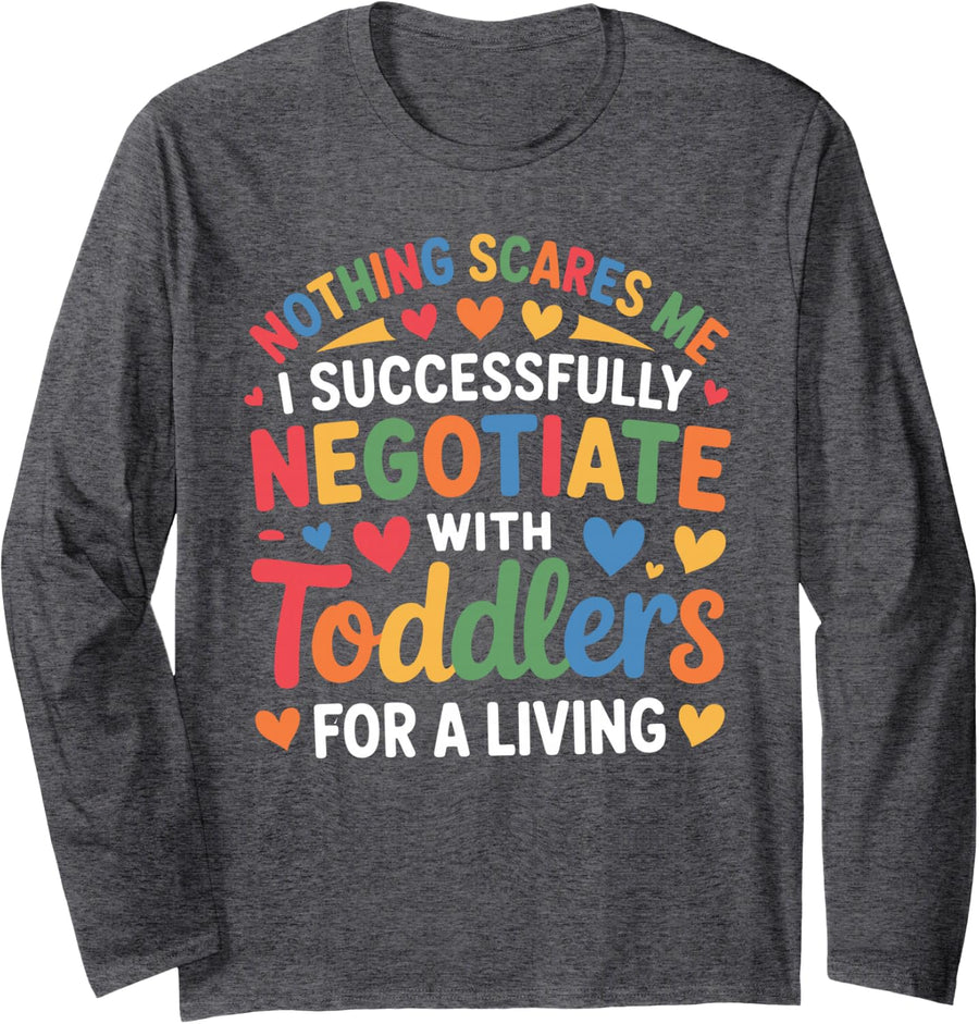 Daycare Provider Art for Men Women Kids Funny Daycare Long Sleeve T-Shirt - Adult Unisex Dark Heather Grey