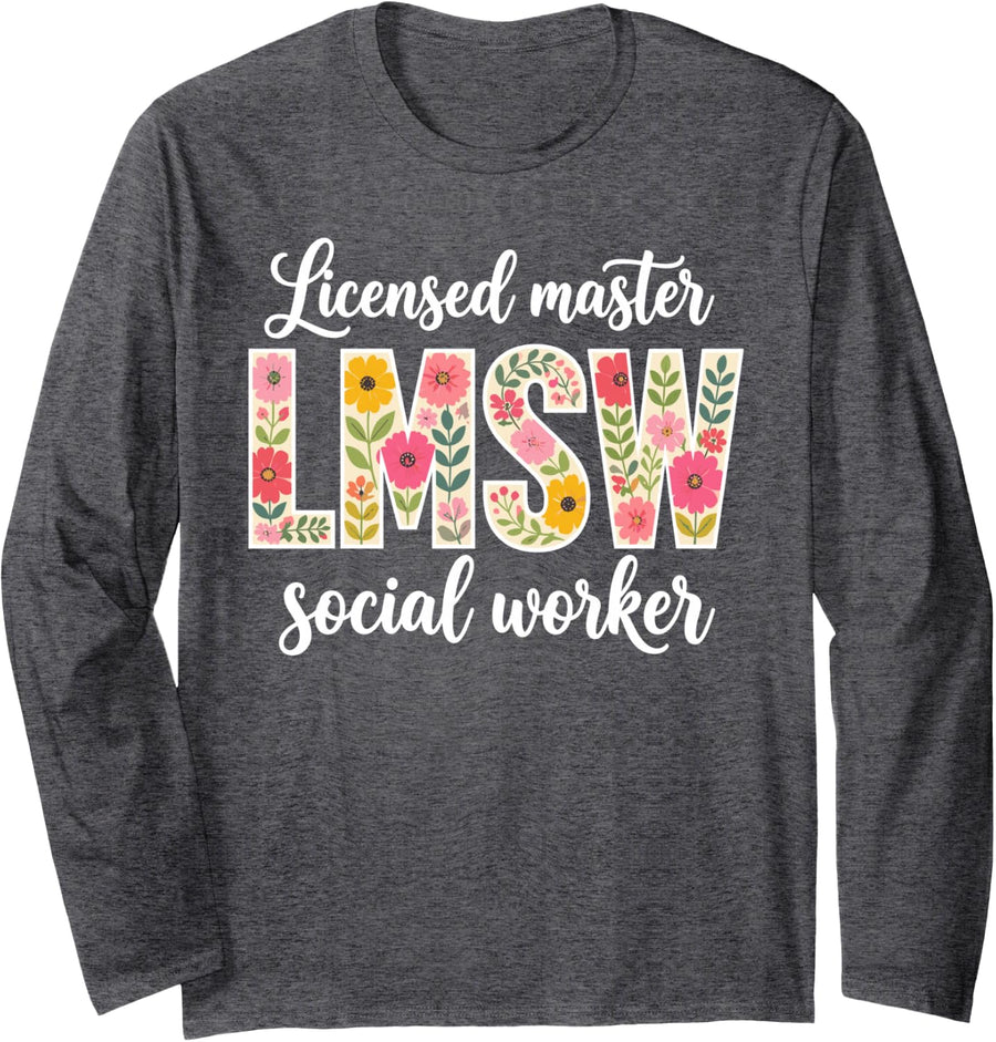 Lmsw Art for Men Women Licensed Master Social Worker Lmsw Long Sleeve T-Shirt - Adult Unisex Dark Heather Grey