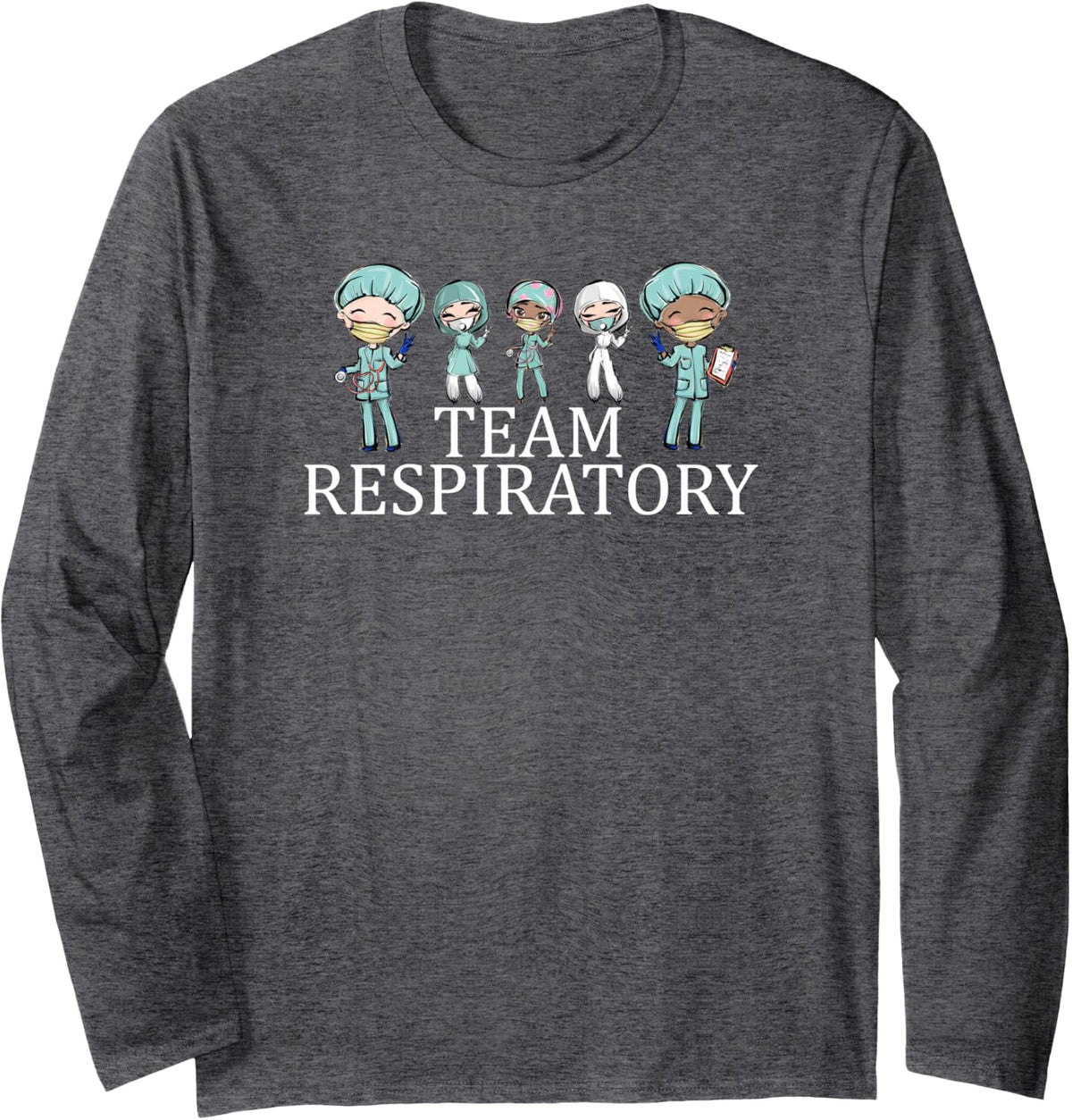 Team Respiratory Therapist Care Week Group Matching Long Sleeve T-Shirt - Adult Unisex Dark Heather Grey