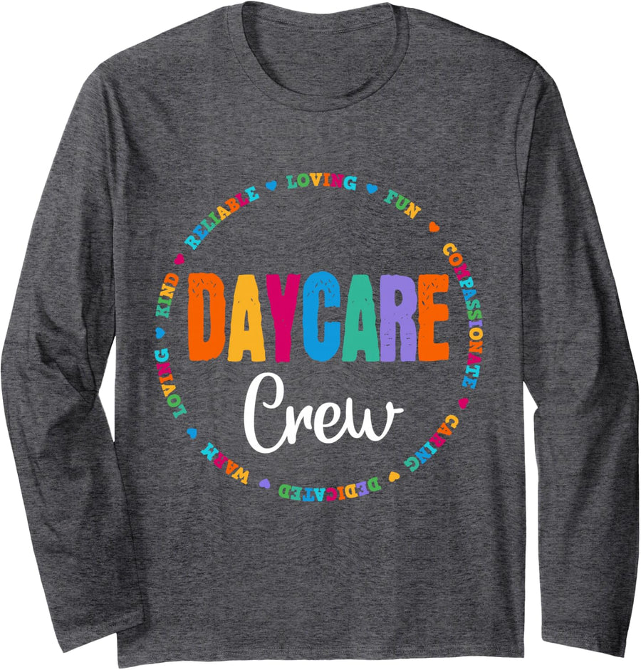 Daycare Crew Teacher Student First Last Day of School Field Long Sleeve T-Shirt - Adult Unisex Dark Heather Grey
