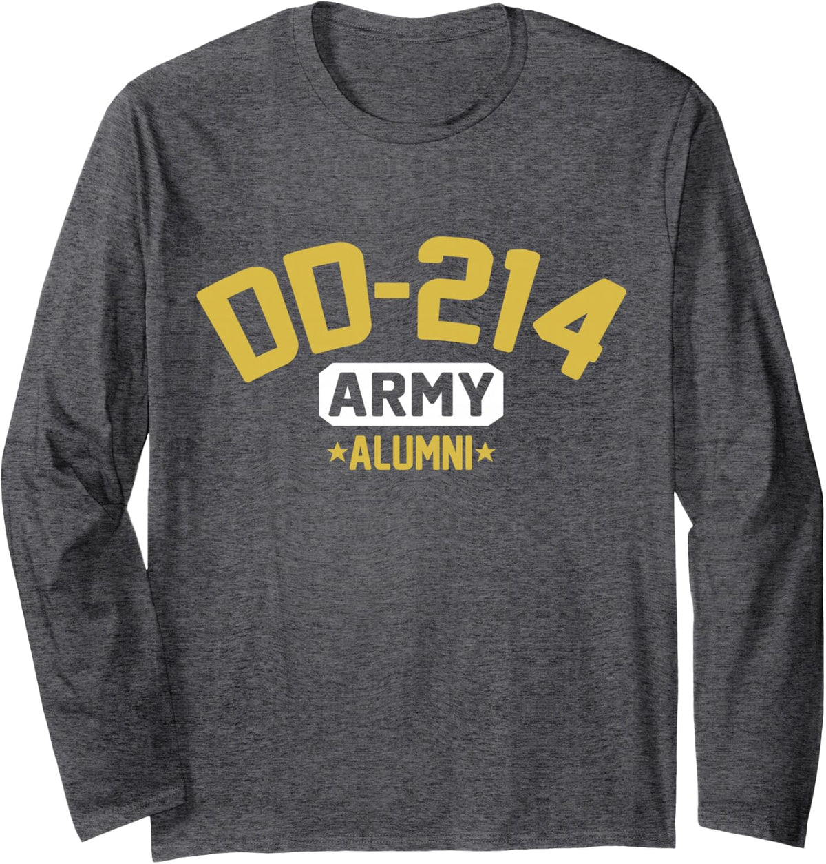 DD-214 US Army Alumni Vintage Long Sleeve T-Shirt - Adult Unisex Dark Heather Grey