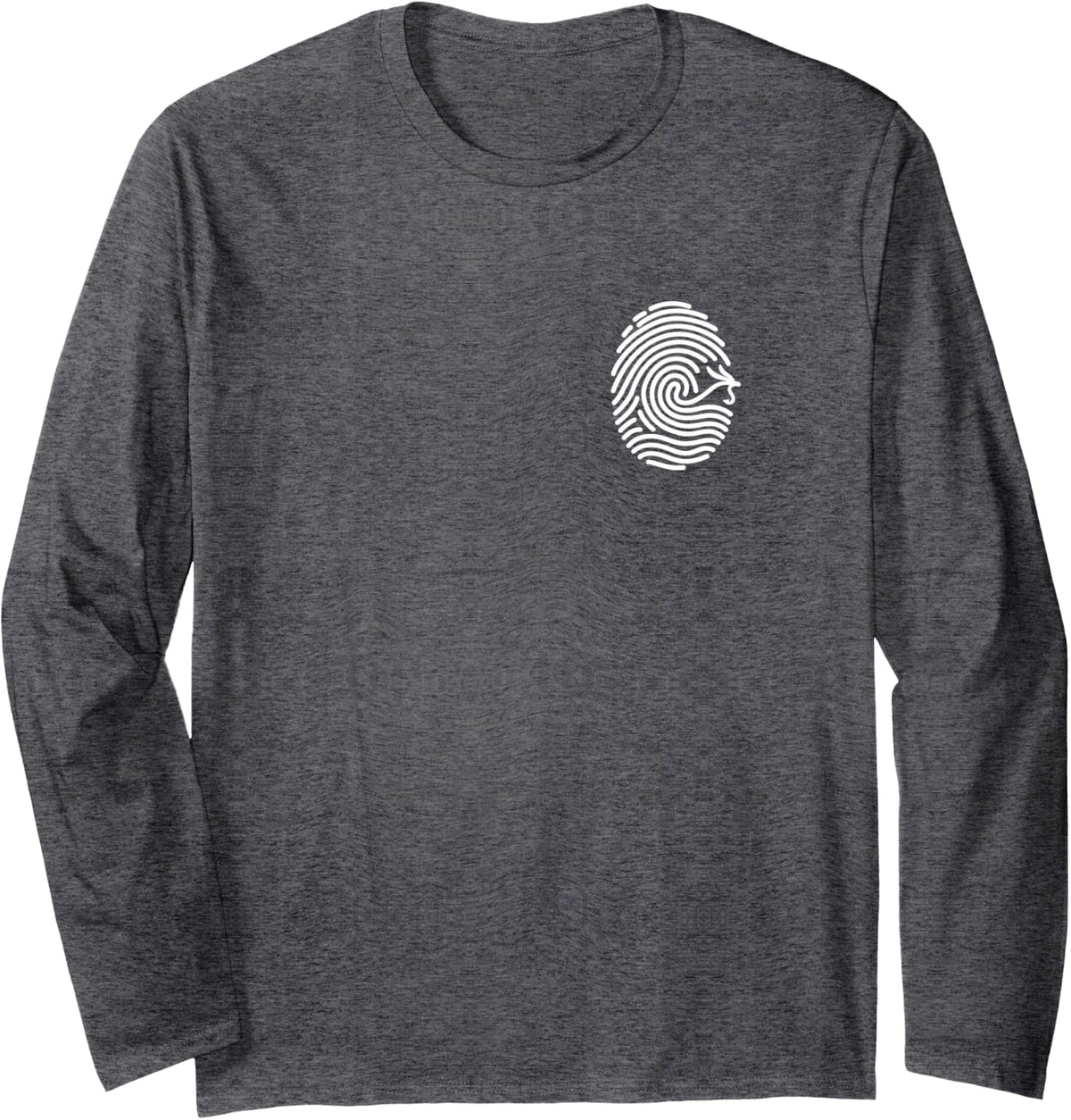 Fly Fishing Fingerprint Minimalist Subtle Fisherman Hobby Long Sleeve T-Shirt - Adult Unisex Dark Heather Grey