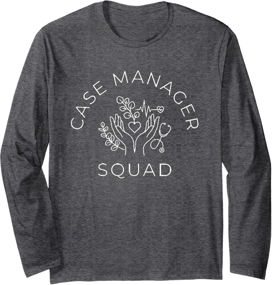 Subtle Artistic Case Manager Social Worker Team Appreciation Long Sleeve T-Shirt - Adult Unisex Dark Heather Grey