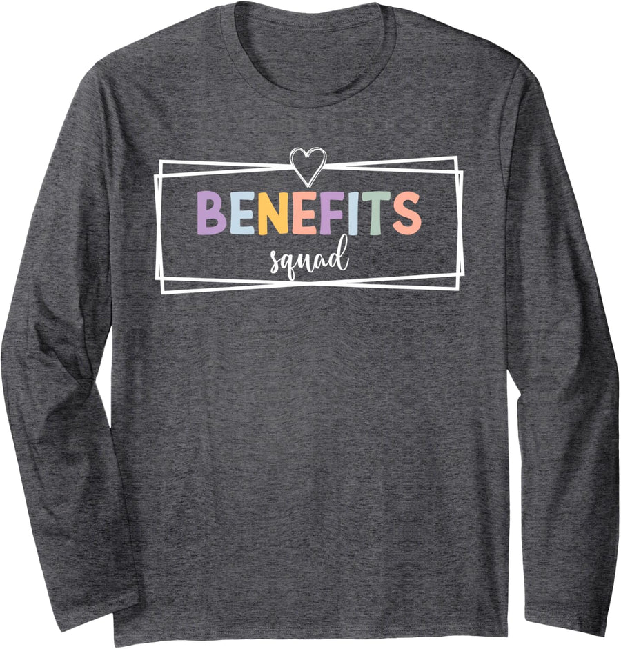 Retro Benefits Squad Social Work Benefits Team Men Women Long Sleeve T-Shirt - Adult Unisex Dark Heather Grey