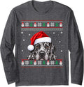Great Dane Ugly Christmas Sweater Santa Hat Dog Xmas Long Sleeve T-Shirt - Adult Unisex Dark Heather Grey