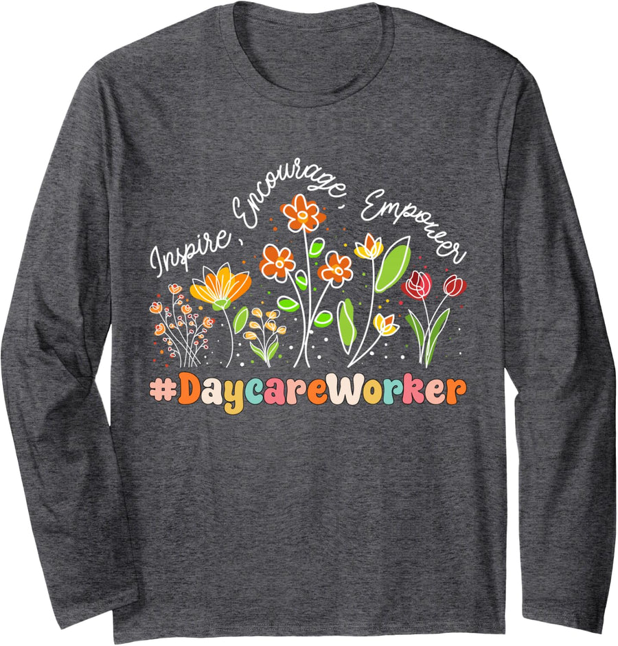 Daycare Worker Appreciation Week Teacher Back to School Long Sleeve T-Shirt - Adult Unisex Dark Heather Grey