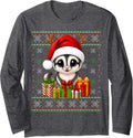 Sugar Glider Xmas Ugly Sweaters Festive Santa Hat Christmas Long Sleeve T-Shirt - Adult Unisex Dark Heather Grey
