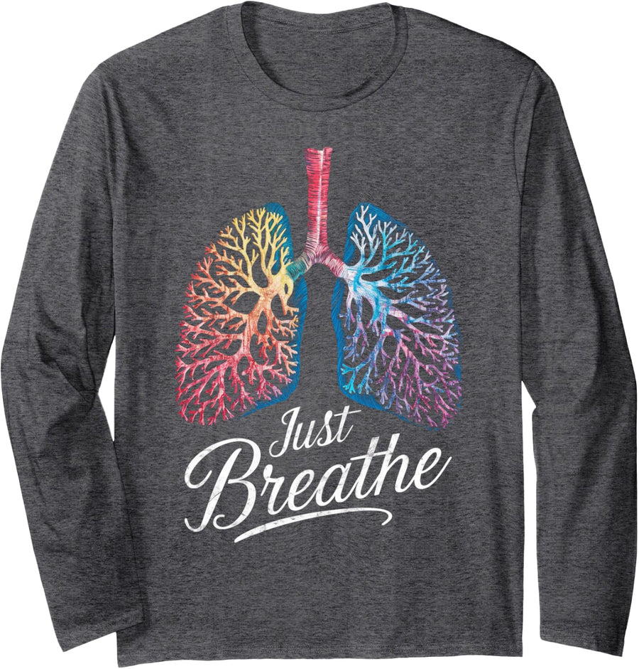 Positive Thinking Lungs Science Medical Doctor Long Sleeve T-Shirt - Adult Unisex Dark Heather Grey