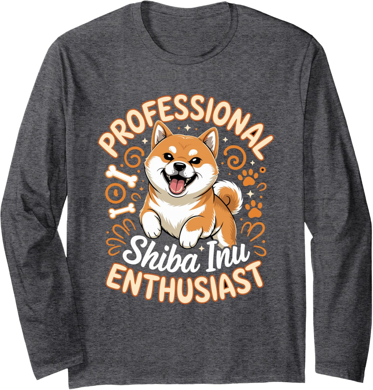 Professional Shiba Inu Enthusiast Dog Long Sleeve T-Shirt - Adult Unisex Dark Heather Grey