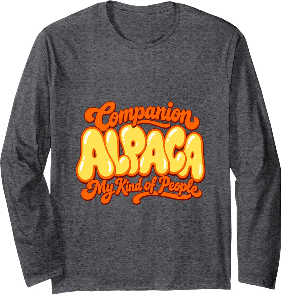 Alpaca Companion My Kind of People Cute Friendship Long Sleeve T-Shirt - Adult Unisex Dark Heather Grey