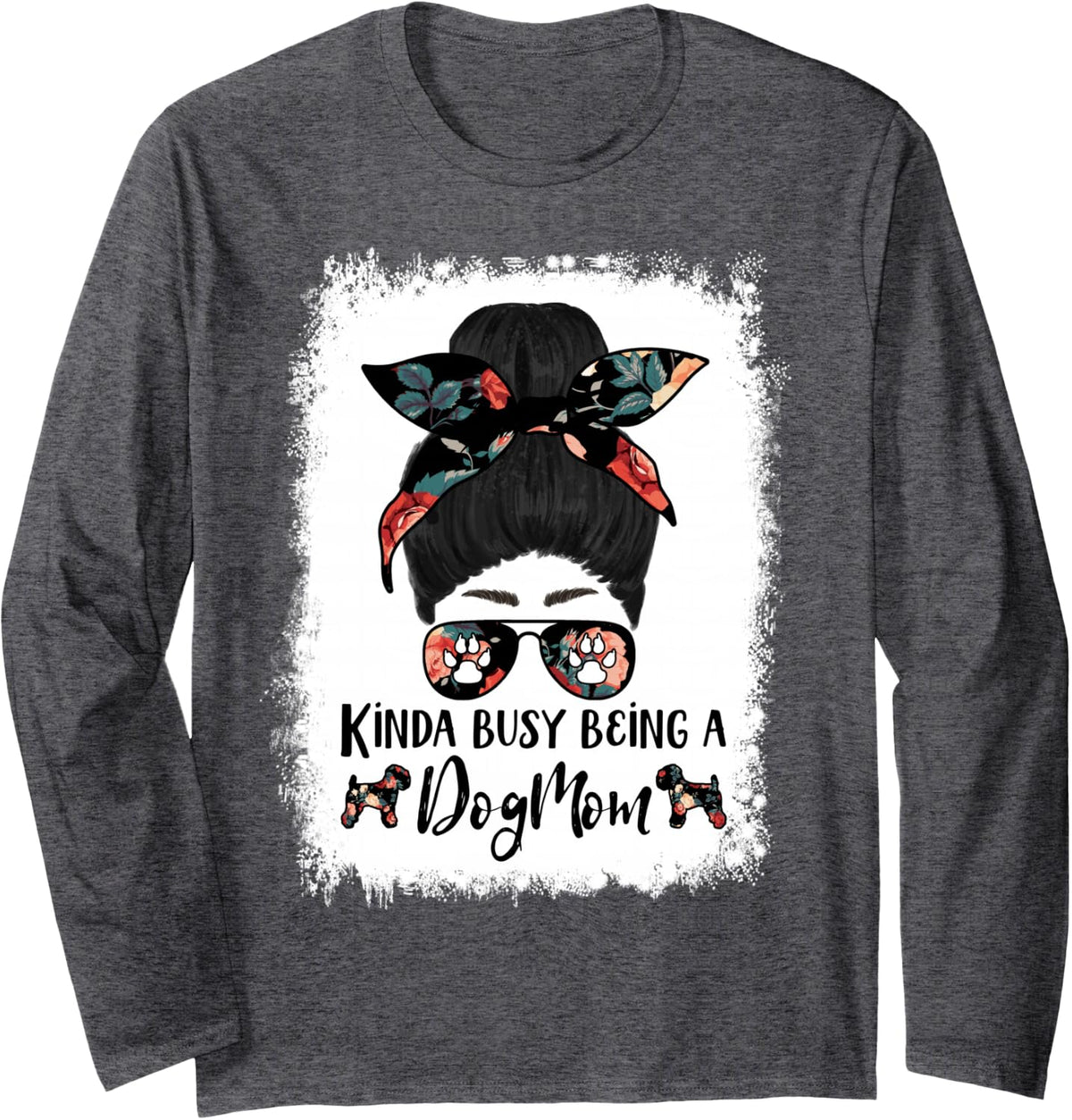 Kinda Busy Being A Dog Mom Soft Coated Wheaten Terrier Messy Long Sleeve T-Shirt - Adult Unisex Dark Heather Grey