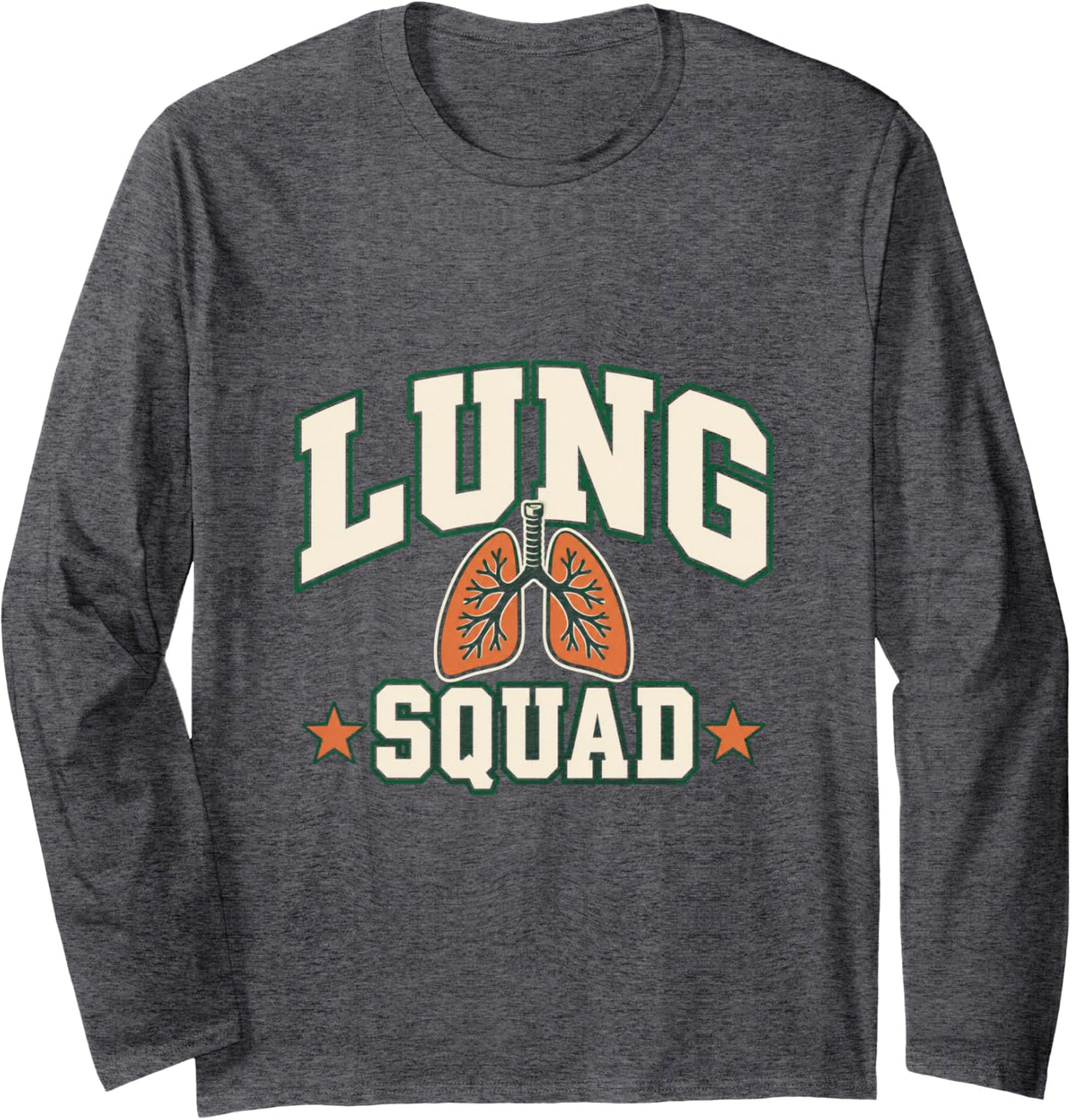 Lung Squad Respiratory Therapy Team Humor Long Sleeve T-Shirt - Adult Unisex Dark Heather Grey