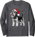 Airedale Terrier Christmas Santa Hat Snowflakes Holiday Dog Long Sleeve T-Shirt - Adult Unisex Dark Heather Grey