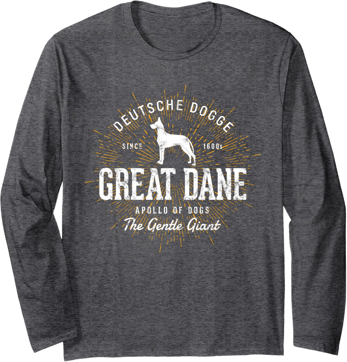 Retro Great Dane Vintage Long Sleeve T-Shirt - Adult Unisex Dark Heather Grey