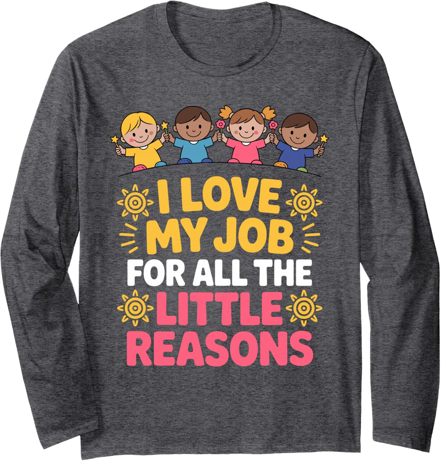 Funny Daycare Provider Art for Men Women Kids Daycare Worker Long Sleeve T-Shirt - Adult Unisex Dark Heather Grey