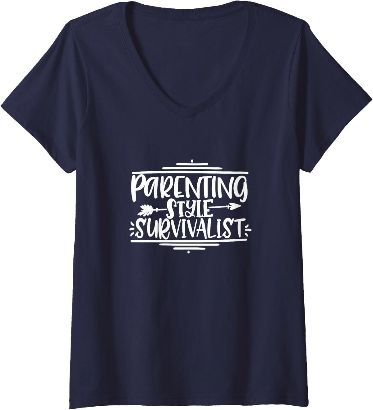 Women's Parenting Style Survivalist - Funny mom - Funny dad Parent V-Neck T-Shirt - Navy Blue