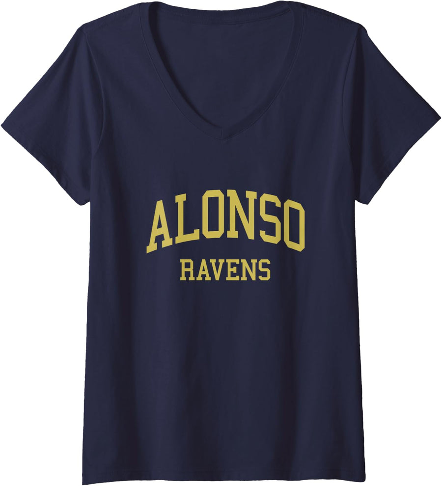 Womens Alonso High School HS Tampa FL Retro Sports V-Neck T-Shirt - Navy Blue