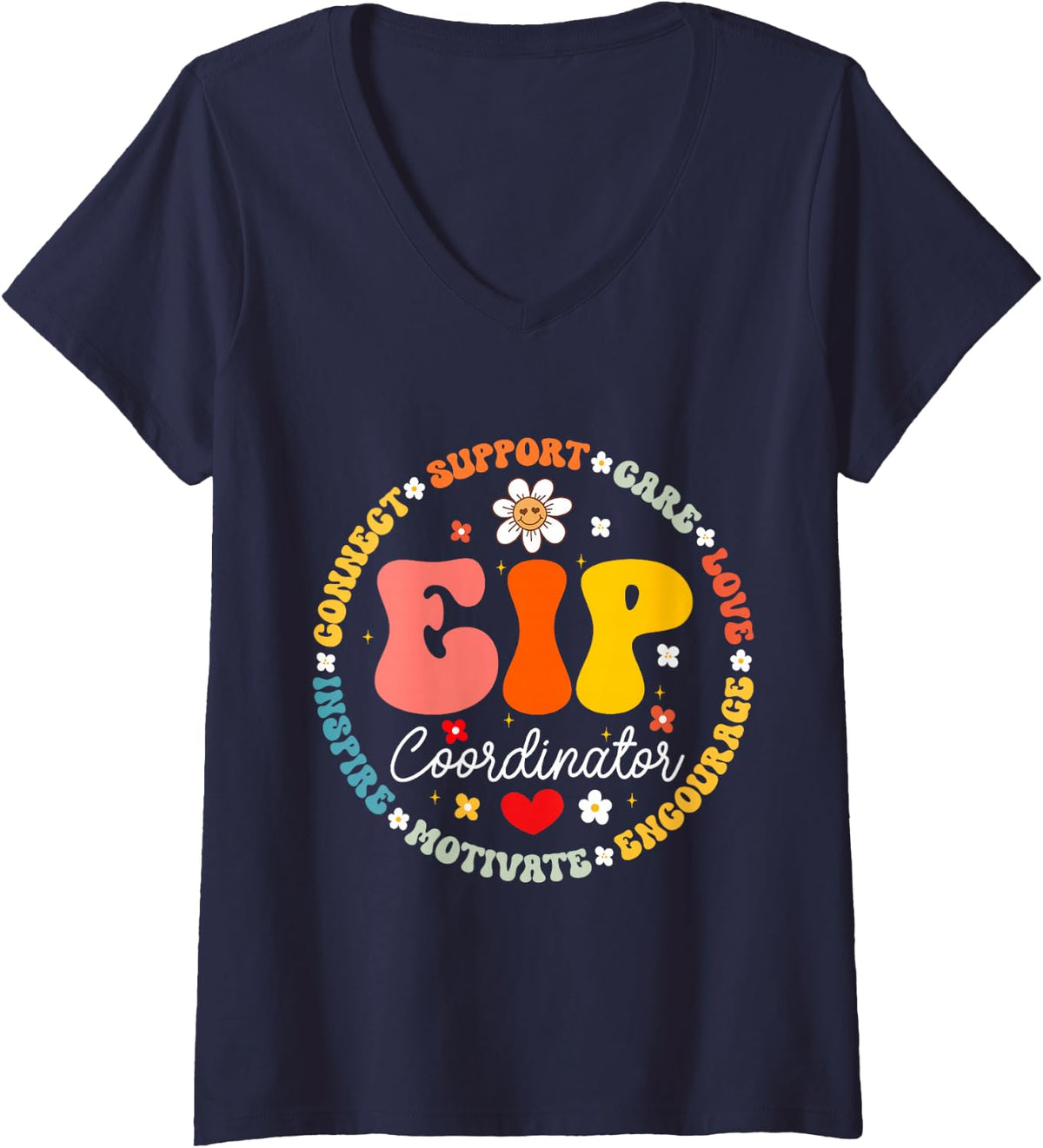 Women's EIP Coordinator Teacher Appreciation Week Back to School V-Neck T-Shirt - Navy Blue