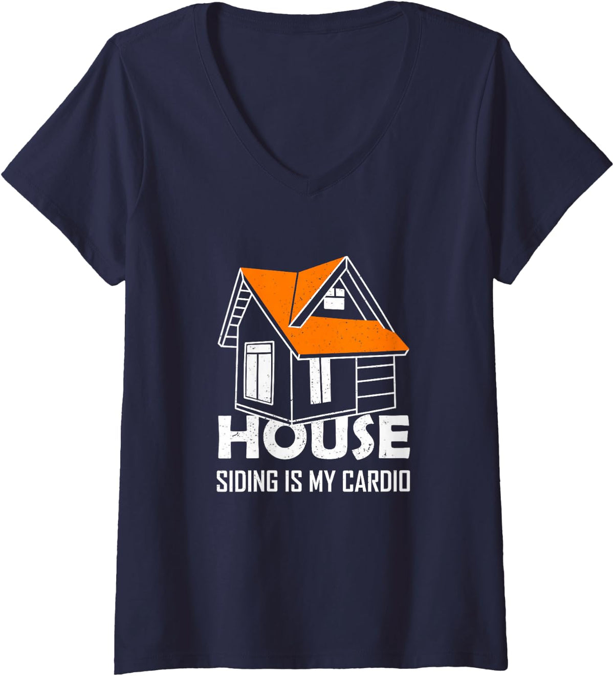 Women's House Vinyl Siding Woodwork Carpentry Exterior Architecture V-Neck T-Shirt - Navy Blue