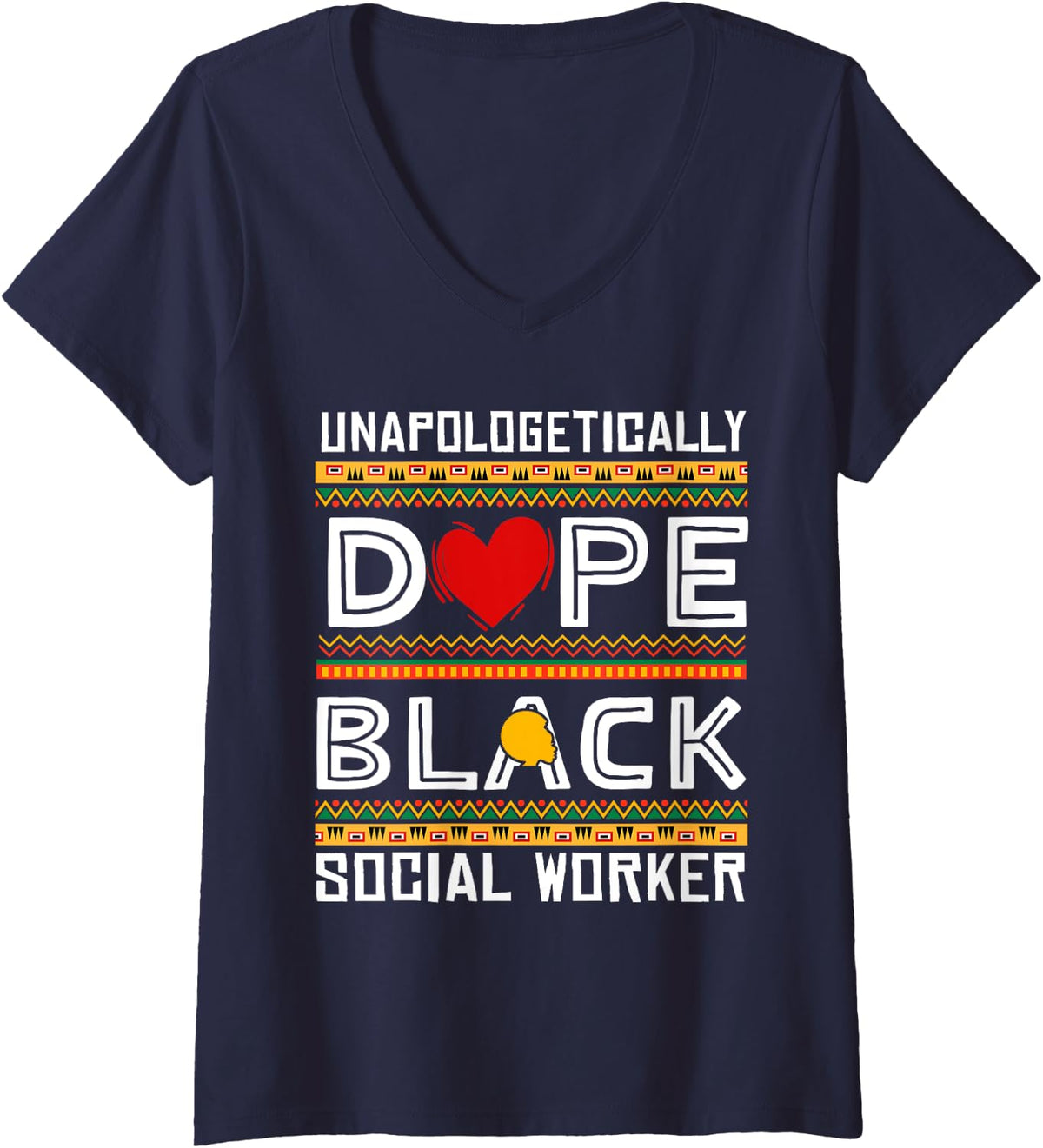 Womens Black Social Worker Caseworker LSW Social Worker V-Neck T-Shirt - Navy Blue