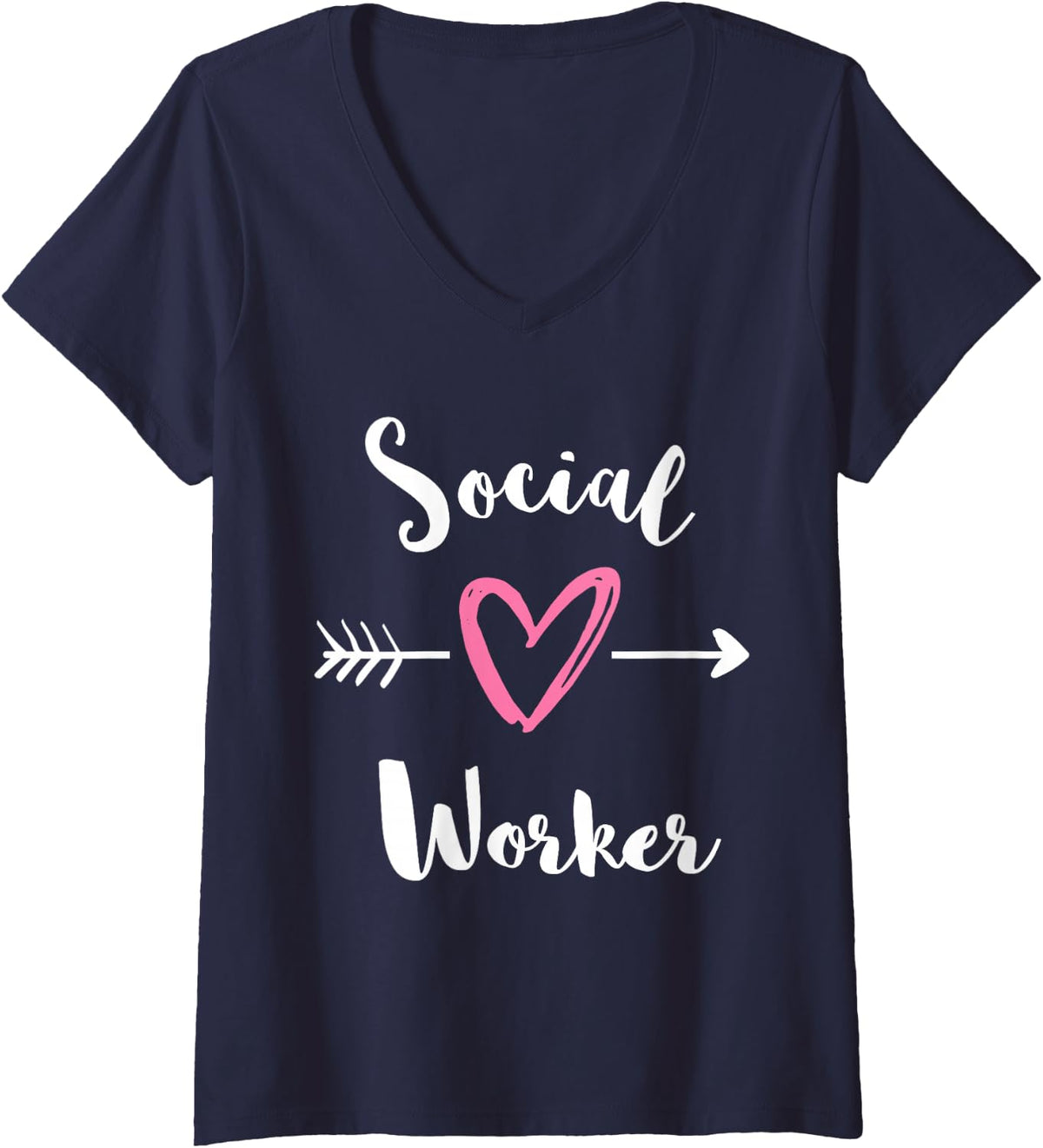 Women's Social Worker Social Services School Social Worker Lover V-Neck T-Shirt - Navy Blue