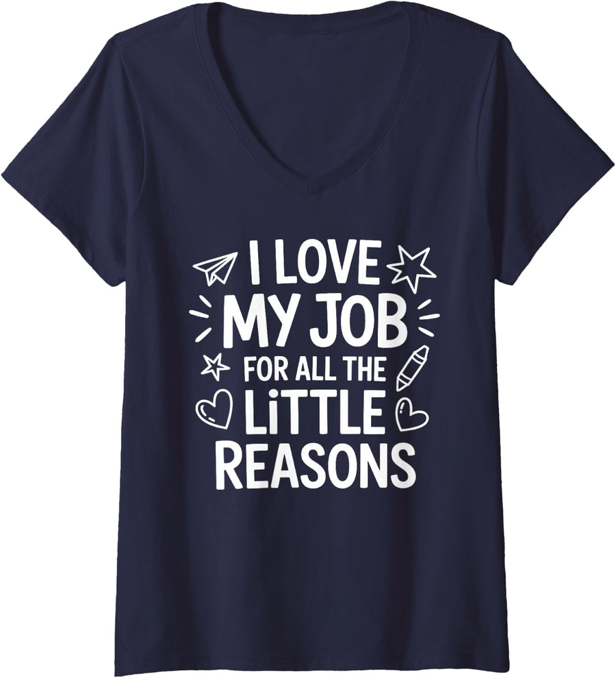 Women's Funny Daycare Provider Art for Men Women Kids Daycare Worker V-Neck T-Shirt - Navy Blue