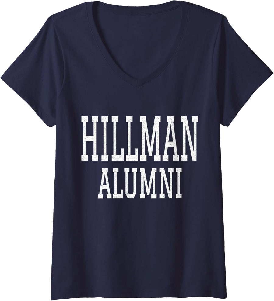 Women's Hillman Alumni, Historical Black College and University V-Neck T-Shirt - Navy Blue