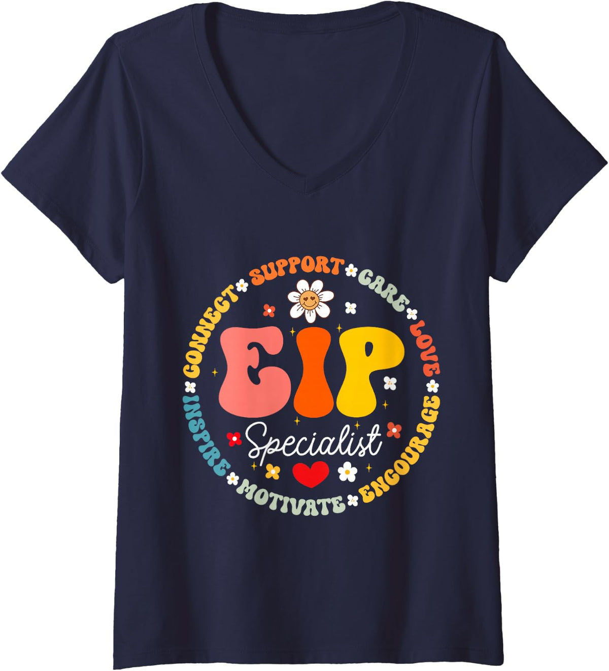 Women's EIP Specialist Teacher Appreciation Week Back to School V-Neck T-Shirt - Navy Blue