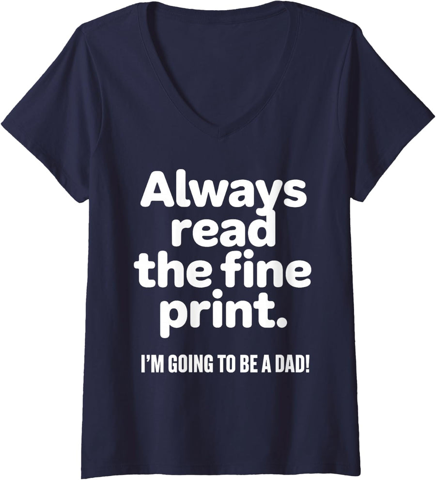 Women's Funny New Dad Art for Men Expecting Twin Boy & Girl Babies V-Neck T-Shirt - Navy Blue