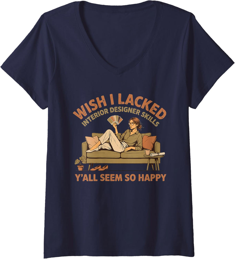Women's Interior Designer Interior Design Interior Designers V-Neck T-Shirt - Navy Blue
