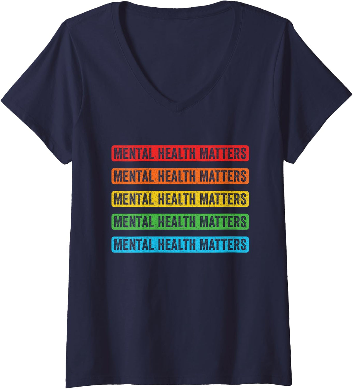 Womens Mental Health Matters V-Neck T-Shirt - Navy Blue