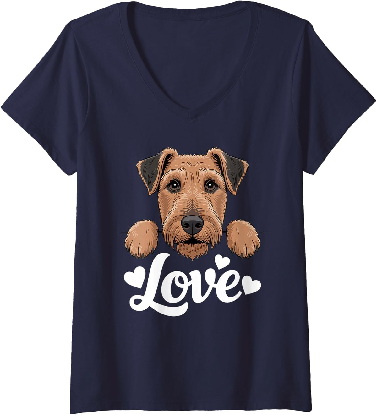 Women's Funny Airedale Terrier Design for Men Women Airedale Lover V-Neck T-Shirt - Navy Blue