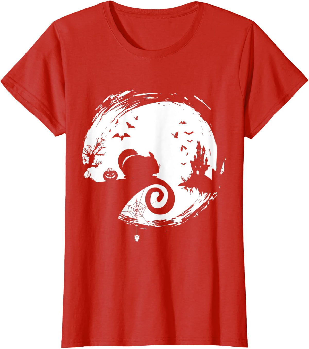 Chinchilla Halloween Costume Moon Silhouette Creepy T-Shirt - Red