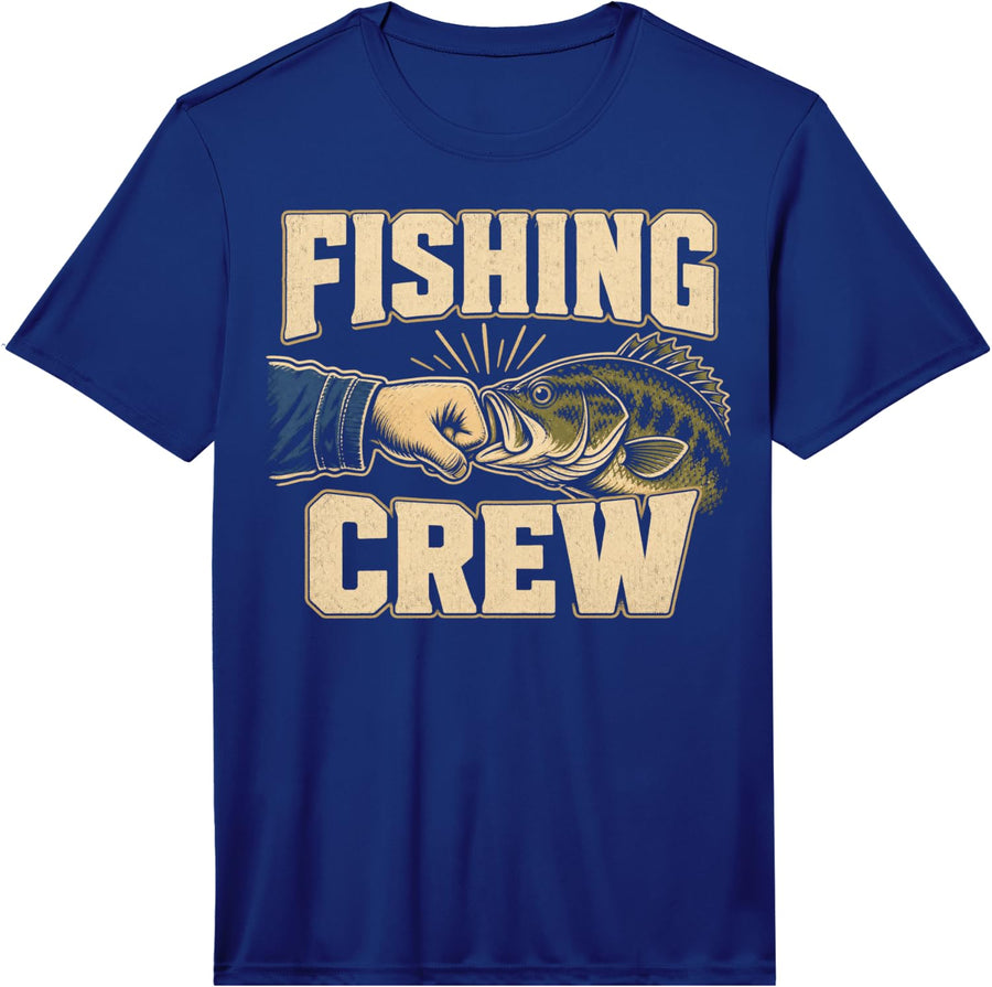 Men's Fishing Crew Bass Angler Performance T-Shirt - Royal Blue