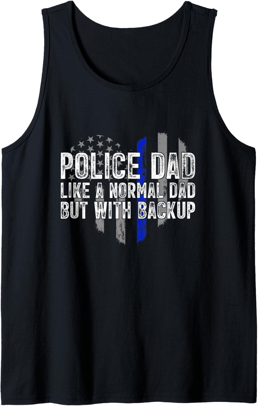 Men's Police Dad Blue Line Flag Tank Top - Black