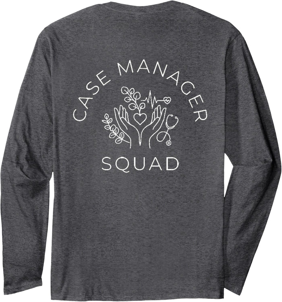 Case Manager Social Worker Team Appreciation Subtle Artistic Long Sleeve T-Shirt - Adult Unisex Dark Heather Grey