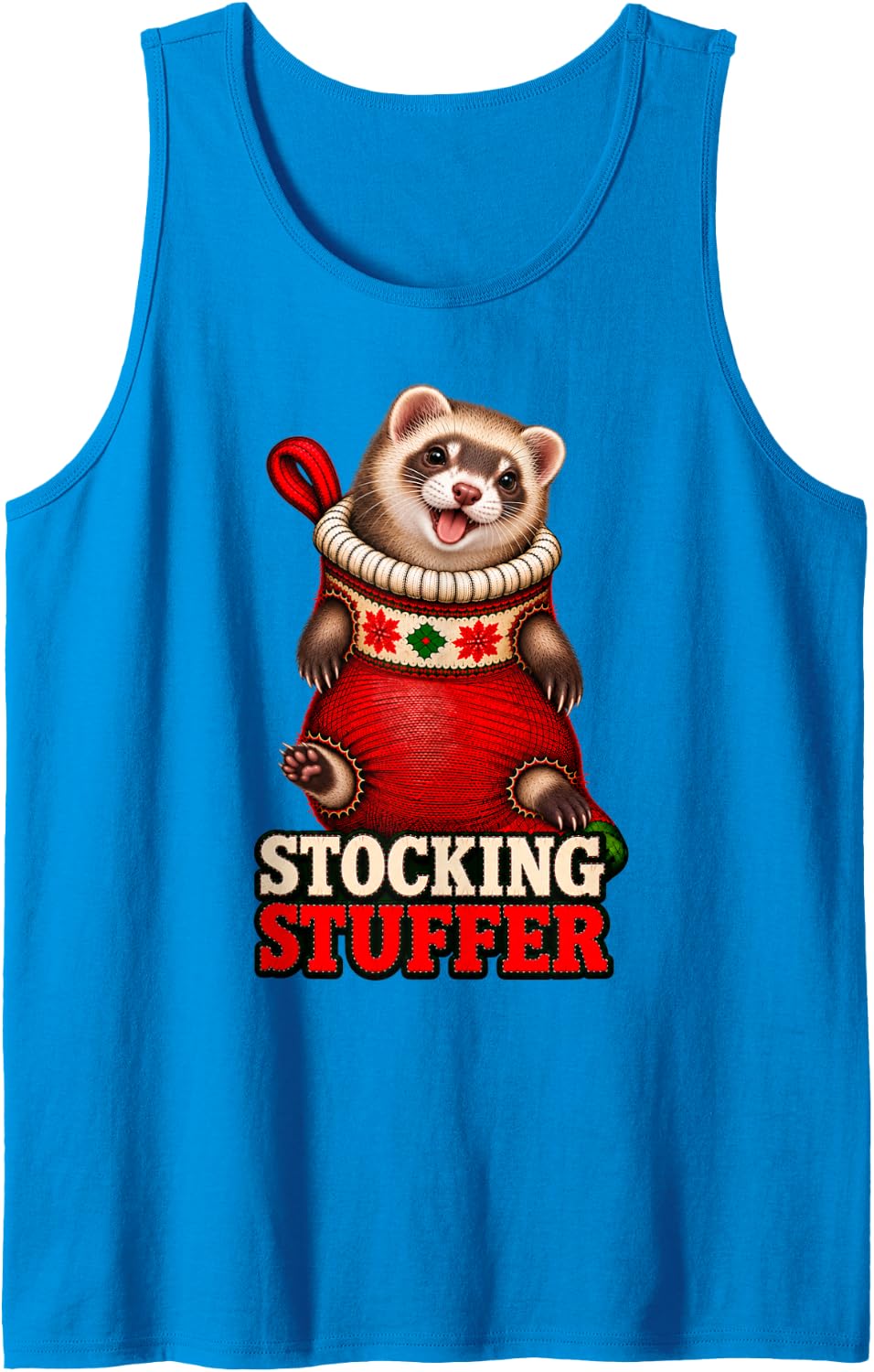 Ferret Christmas Stocking Stuffer Sleeveless Tank Top - Sapphire Blue