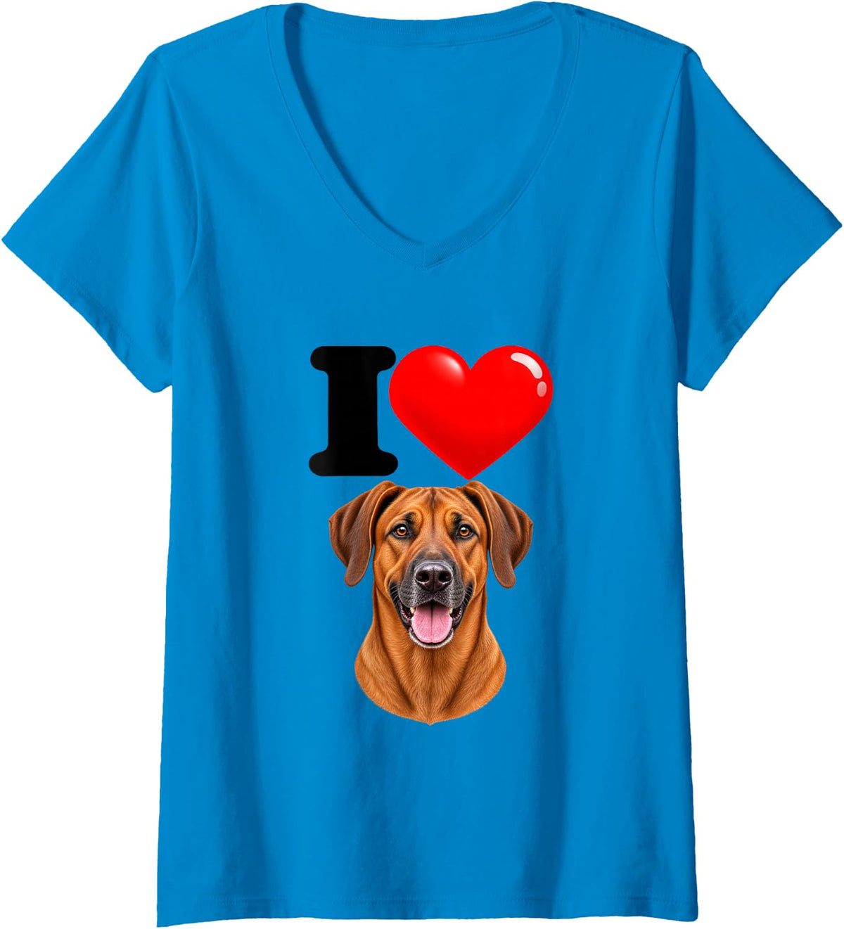 Women's I Love Rhodesian Ridgeback Cute Dog Mom Dad V-Neck T-Shirt - Sapphire Blue