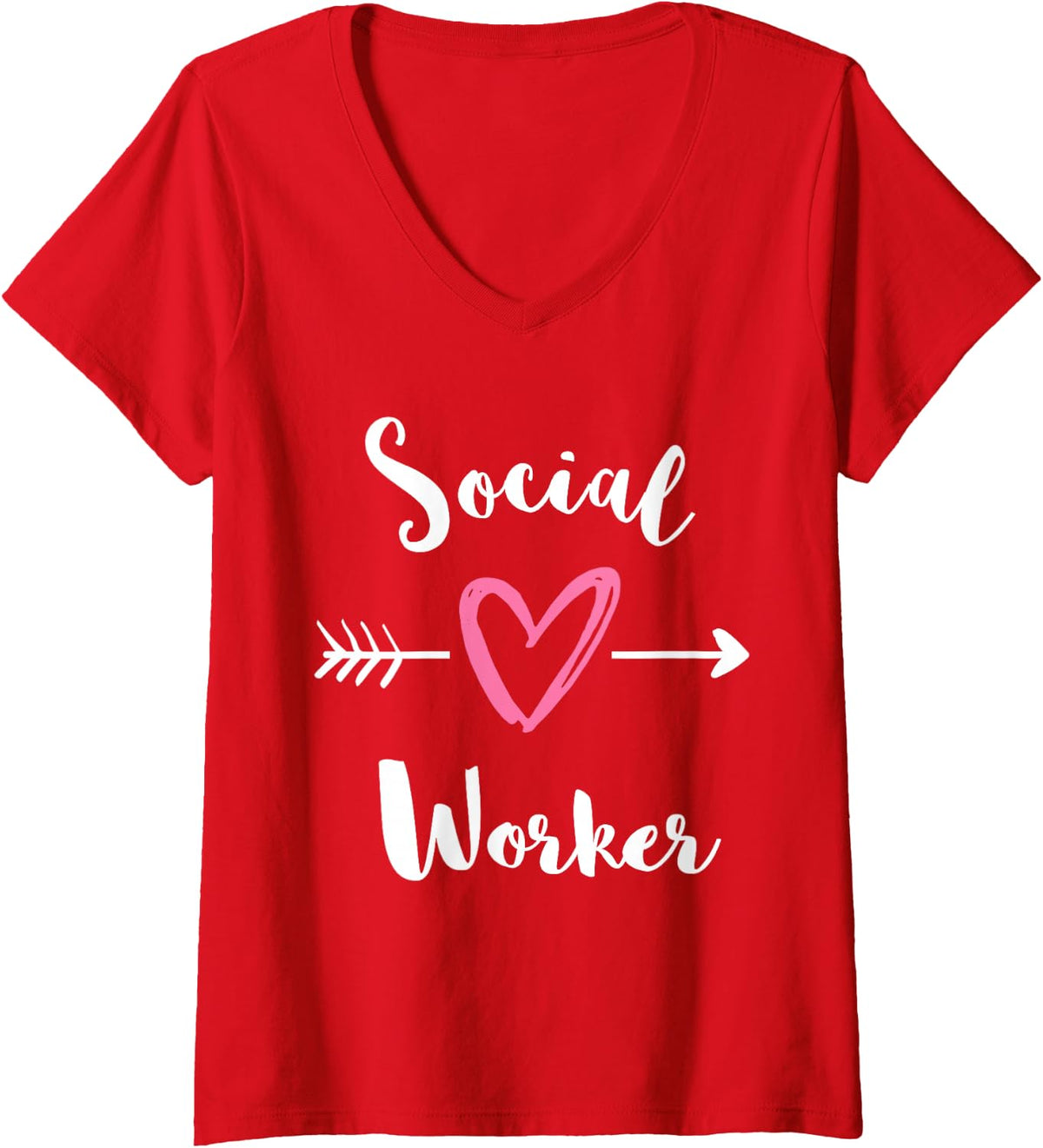 Women's Social Worker Social Services School Social Worker Lover V-Neck T-Shirt - Red