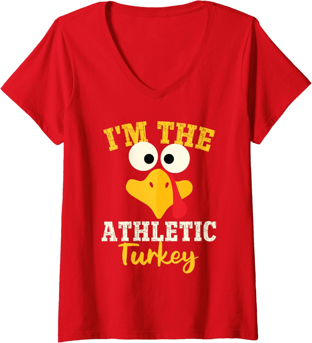 Women's I'm Athletic Turkey Family Matching Thanksgiving Group Party V-Neck T-Shirt - Red